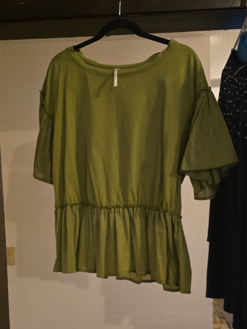 Anthropologie Olive Green Peplum Tunic Top